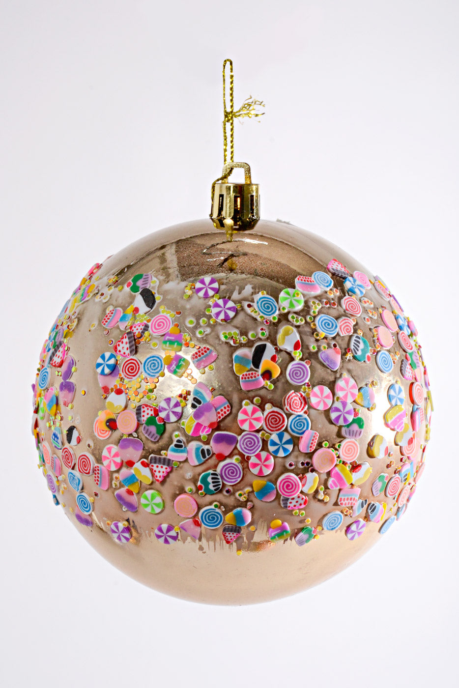 100MM Shiny/Matte Ball with Candy Ornament Gold Box/4