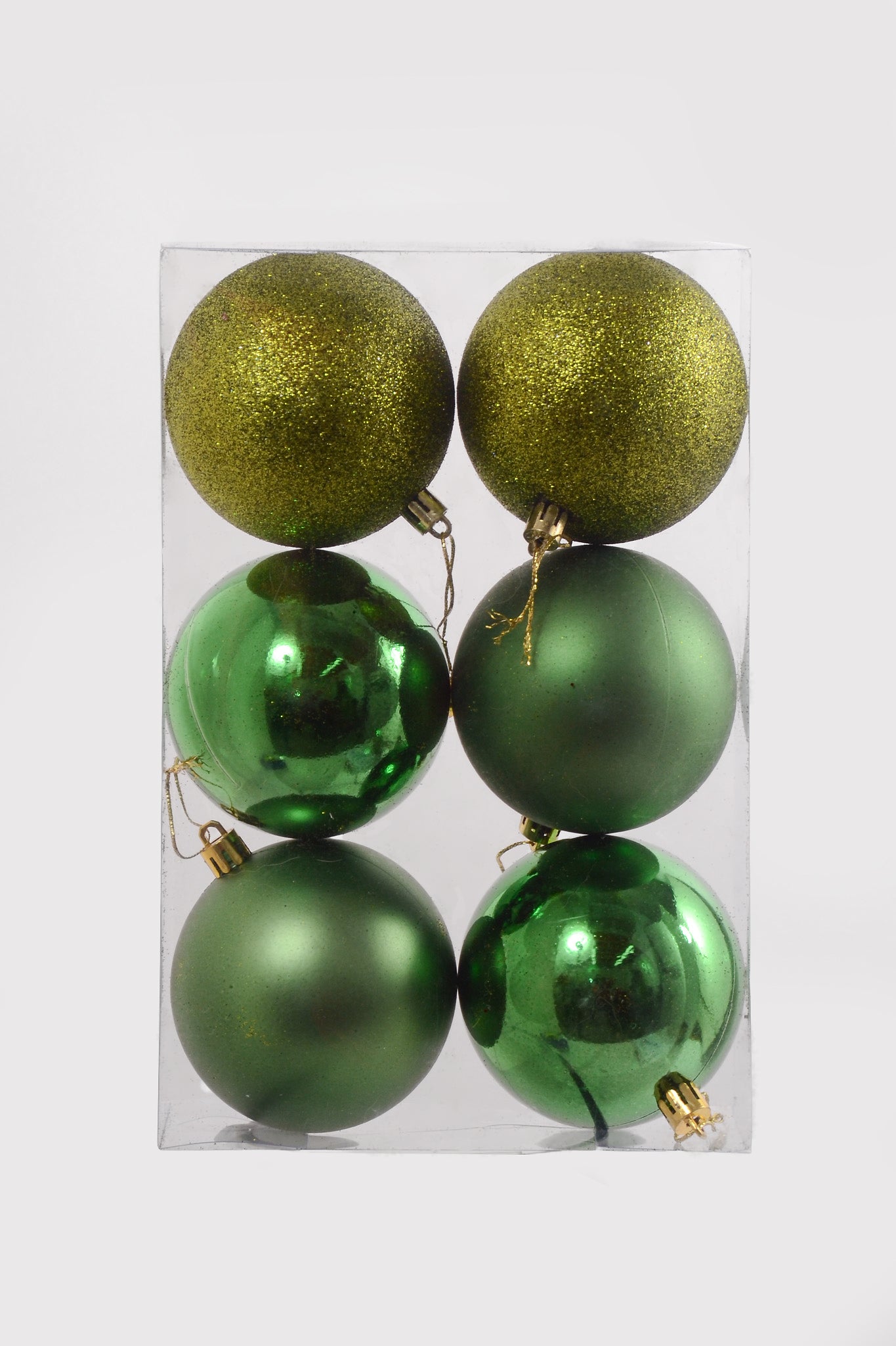 80Mm Shiny/Matte/Glitter Plastic Ornament Ball Sage Box/6