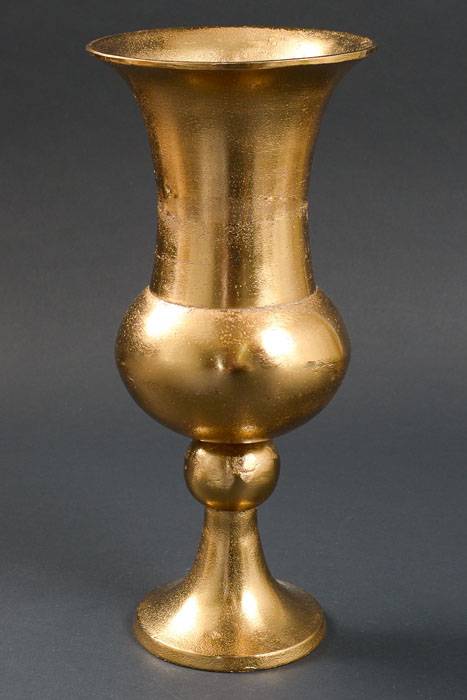 8.5" X 18" Metal Troy Urn Gold
