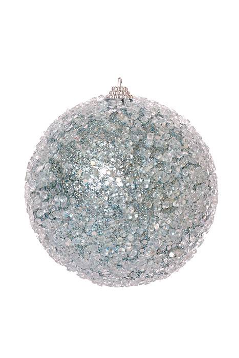 4.5" Glitter Sequin Iced Ball Ornament Light Blue