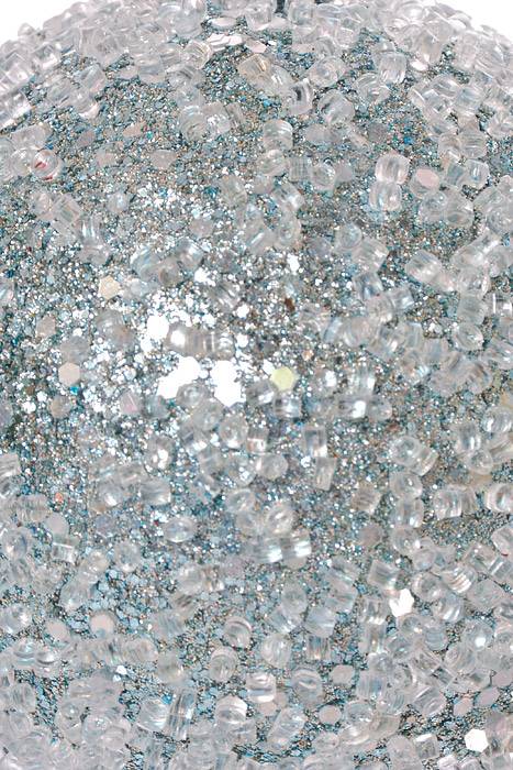 4.5" Glitter Sequin Iced Ball Ornament Light Blue