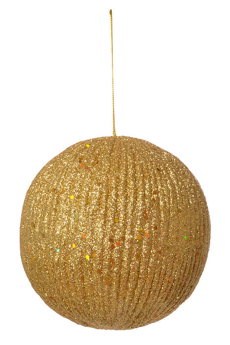 150Mm Styrofoam Ball Ornament W/Glitter (Gold)