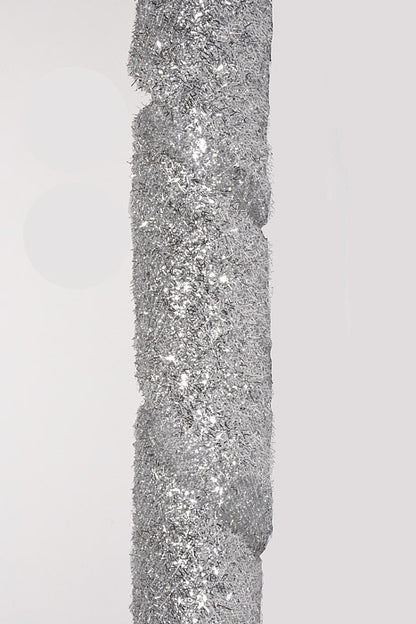 4" X 10Yds Wired Long Confetti Metallic Ribbon Silver