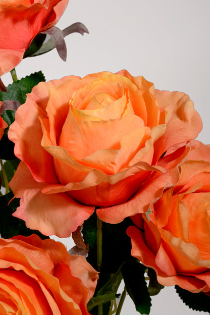 19" Silk Rose Bush Orange