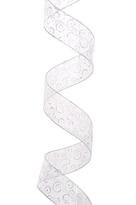 2.5" X 50Yds Wired Harwyck Ribbon Silver