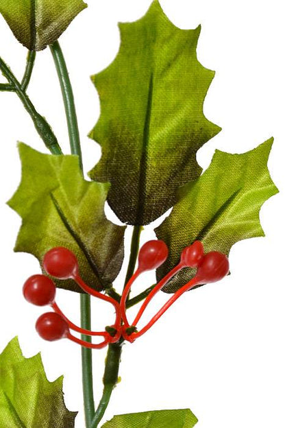 6 Ft Holly &amp; Berry Garland Green/Red