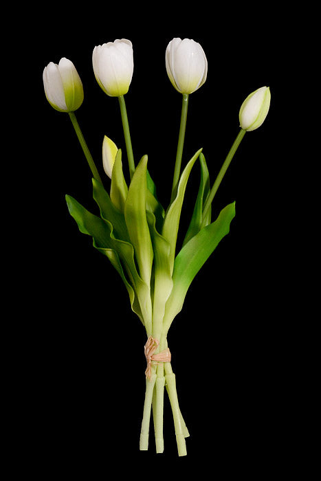 15.5" Artificial Tulip Bundle White
