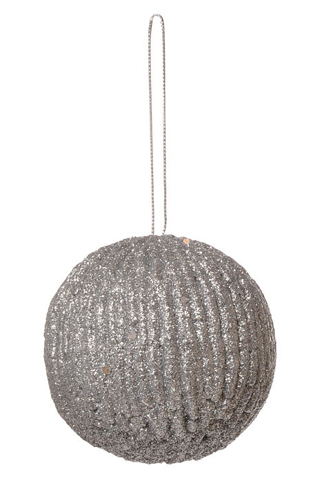 100Mm Styrofoam Ball Ornament W/Glitter (Silver)