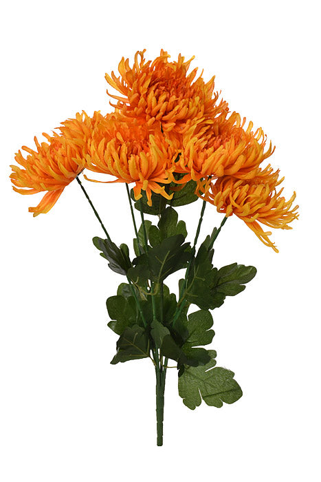 21" Silk Chrysanthemum Bush Orange