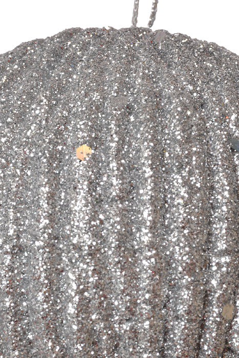 100Mm Styrofoam Ball Ornament W/Glitter (Silver)