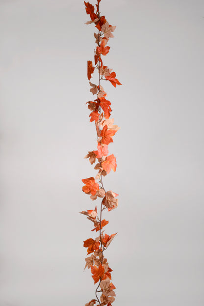 5.9Ft Artificial Maple Leave Garland Dark Orange