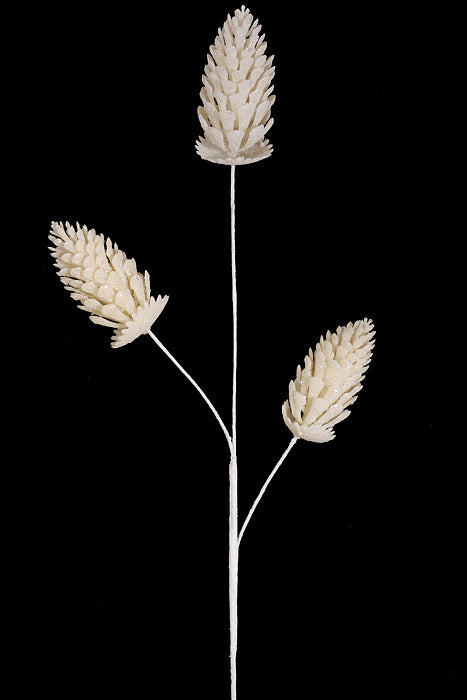 35.5" Glitter Pinecone Spray White