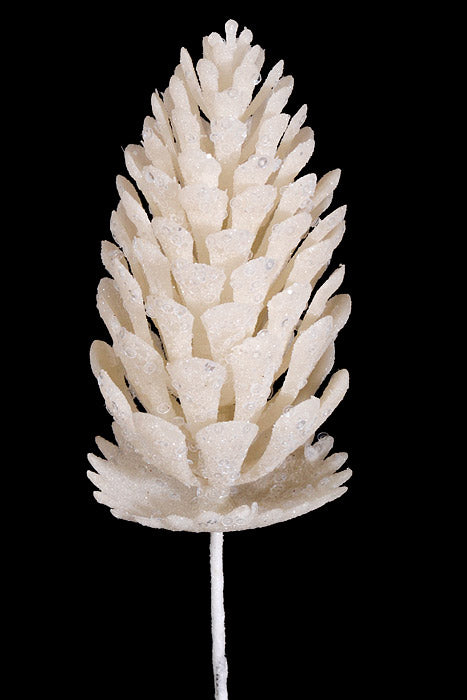 35.5" Glitter Pinecone Spray White
