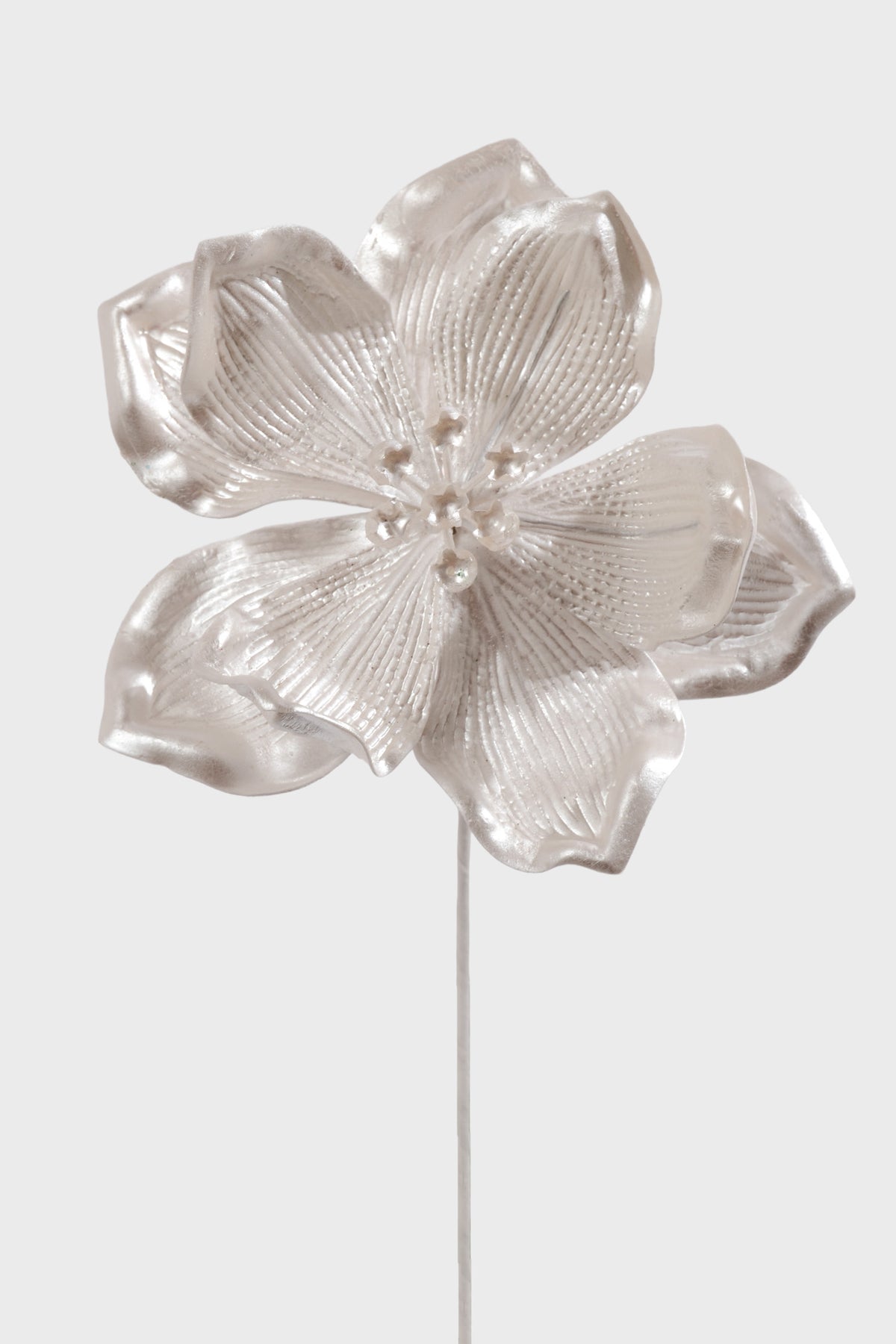 15" Metallic Magnolia Stem White