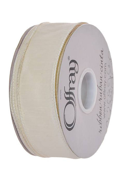1.5" X 25 Yds Wired Anisha Ribbon Ivory