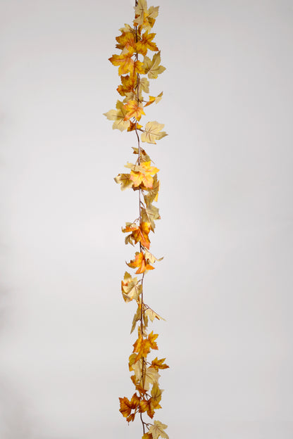 5.9Ft Artificial Maple Leave Garland Yellow