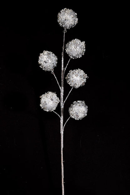 20" Glittered Ball Spray Silver