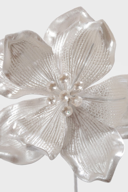 15" Metallic Magnolia Stem White