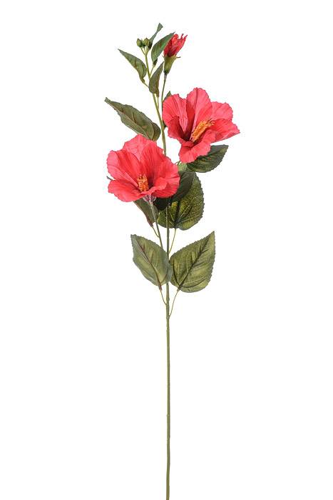 31" Silk Hibiscus Spray W/bud Red
