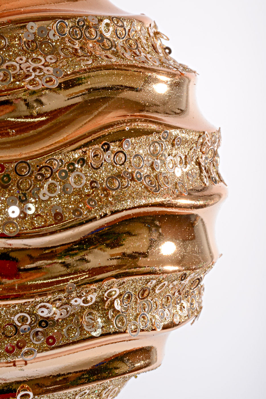 200MM Plastic Ball with Glitter/Sequin Ornament Champagne