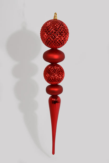 26" Jumbo Finial Ornament Shiny/Matte Red