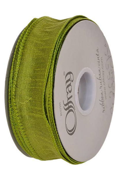 1.5" X 25 Yds Wired Anisha Ribbon Lemon Grass