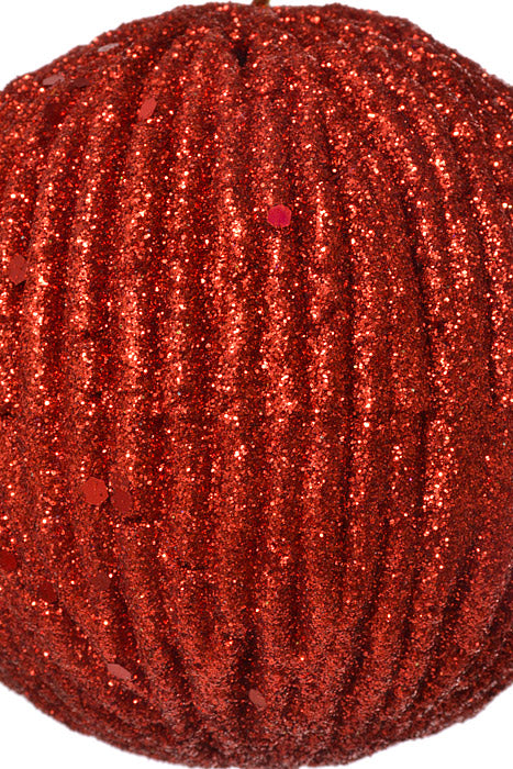 100Mm Styrofoam Ball Ornament W/Glitter (Red)