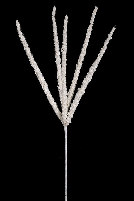 24" Glitter Foxtail Grass Spray White