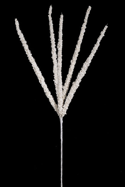 24" Glitter Foxtail Grass Spray White