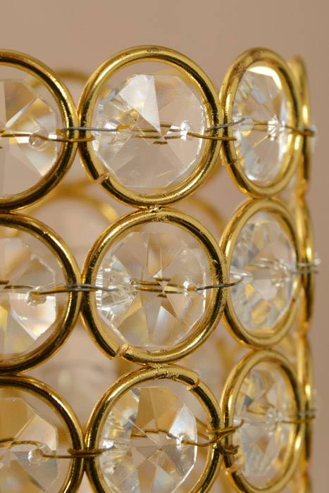 3&quot; X 3.5&quot; Crystal Bead Candle Holder Gold/clear