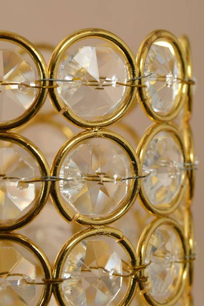 3&quot; X 3.5&quot; Crystal Bead Candle Holder Gold/clear