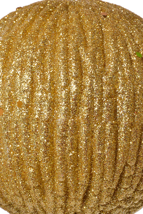 100Mm Styrofoam Ball Ornament W/Glitter (Gold)