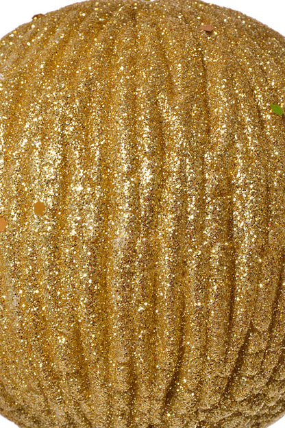 100Mm Styrofoam Ball Ornament W/Glitter (Gold)