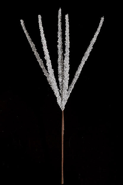 24" Glitter Foxtail Grass Spray Silver