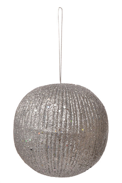 150Mm Styrofoam Ball Ornament W/Glitter (Silver)