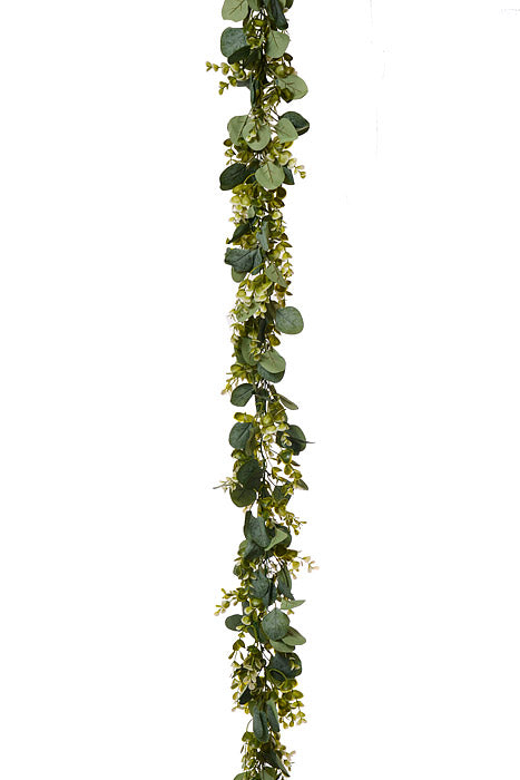 69" Eucalyptus With Flower Garland Green