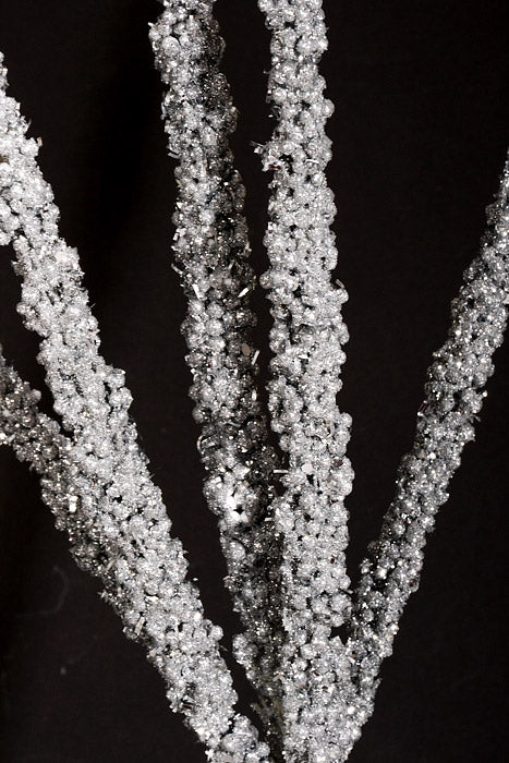24" Glitter Foxtail Grass Spray Silver