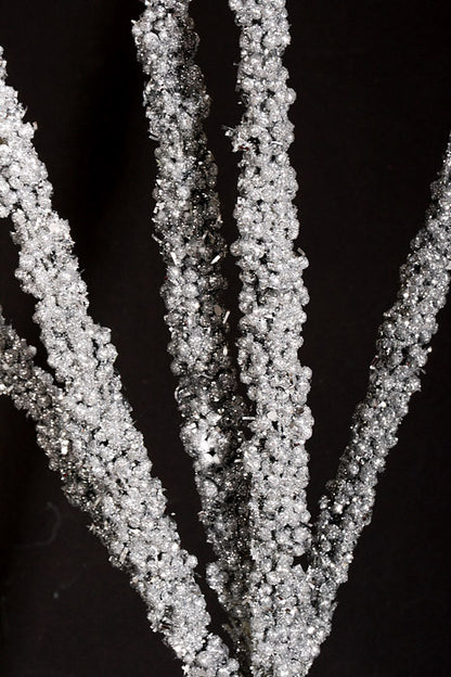 24" Glitter Foxtail Grass Spray Silver