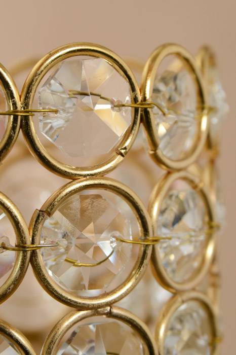 3&quot; X 2.5&quot; Crystal Bead Candle Holder Gold/clear