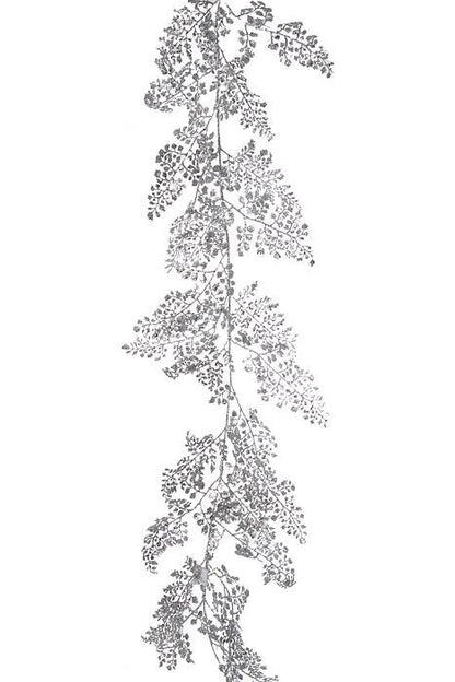 48" Glitter Sequin Maiden Hair Garland Silver