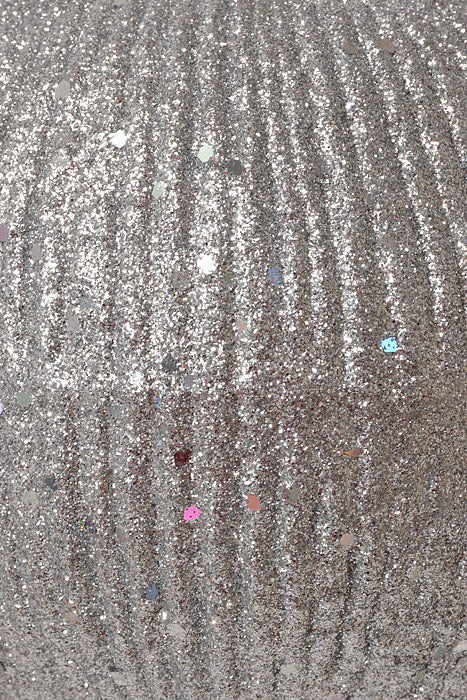 150Mm Styrofoam Ball Ornament W/Glitter (Silver)