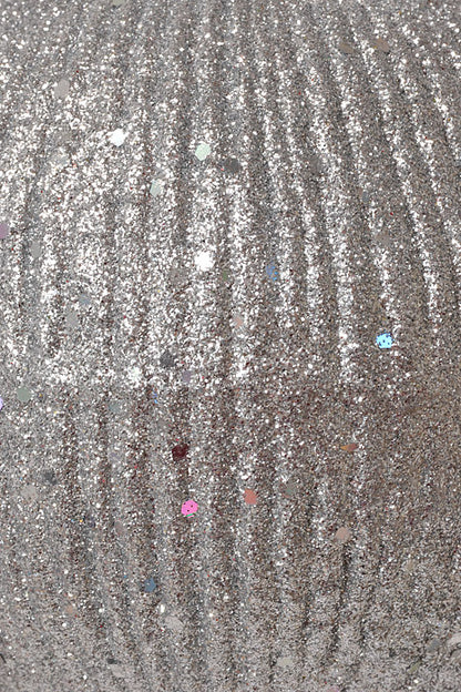 150Mm Styrofoam Ball Ornament W/Glitter (Silver)