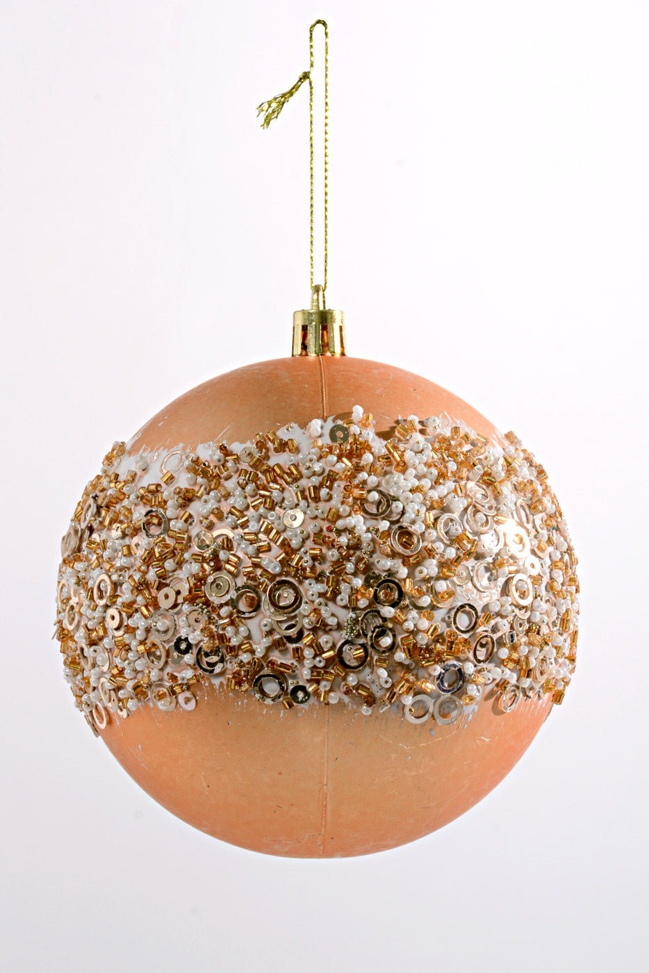 100MM Plastic Shiny/Matte Ball with Glitter Ornament Gold/White Box/4
