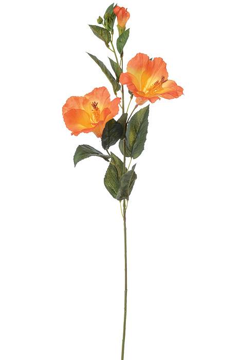 31" Silk Hibiscus Spray W/bud Orange