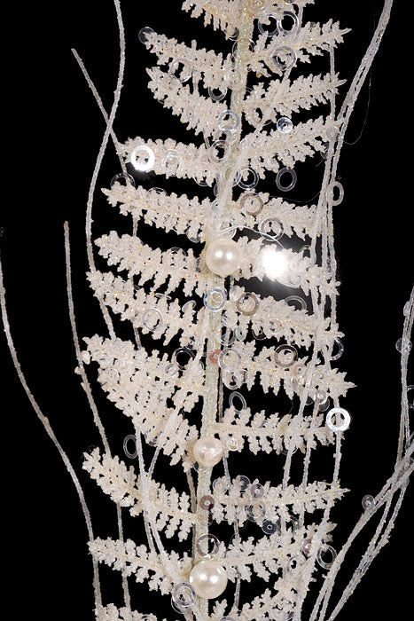 32" Glitter Fern Spray White