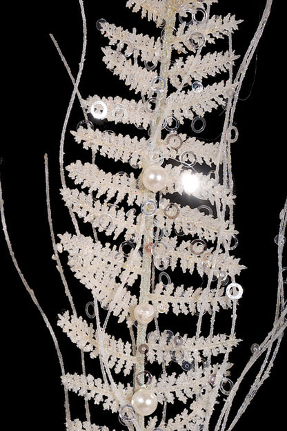 32" Glitter Fern Spray White