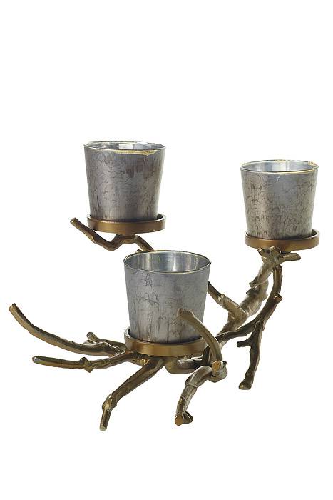 22&quot; X 10.5&quot; X 11&quot; Metal Wildwood Candle Holder (Gold)