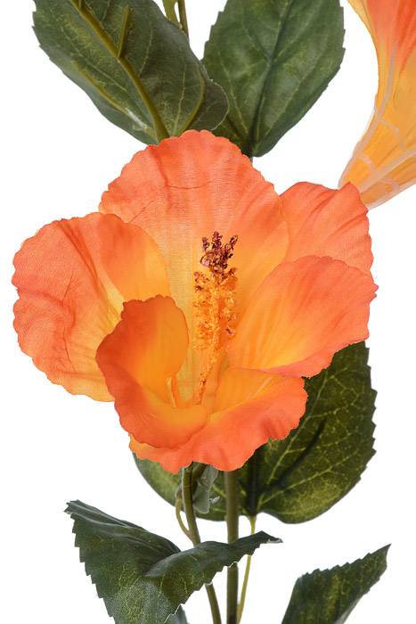 31" Silk Hibiscus Spray W/bud Orange