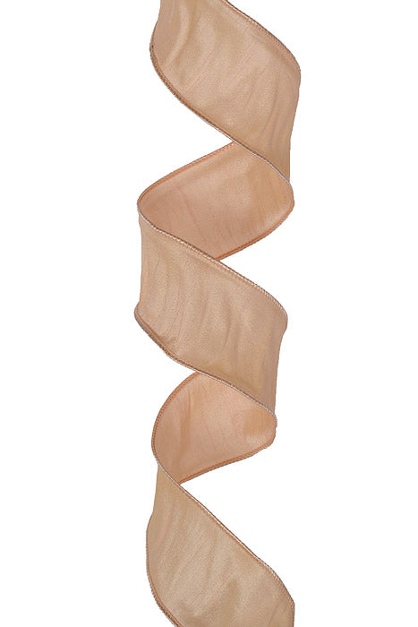 2-12" X 10Yds Wired Anisha Ribbon Pale Peach