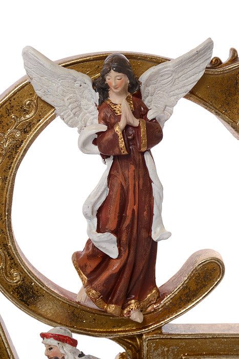 22" Resin Ornament Peace Nativity Table Piece Gold/Multi-Color